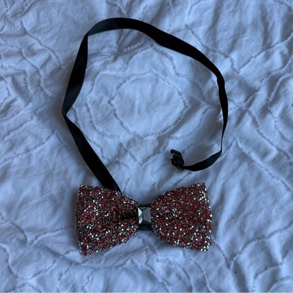 Sparkle Rhinestone Bow Tie Pink Silver Black Formal Bow Tie - Picture 1 of 2